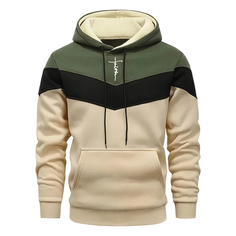 Men's Tricolor Hoodie & Sweatpants Tracksuit – Autumn Winter Casual Sport Set