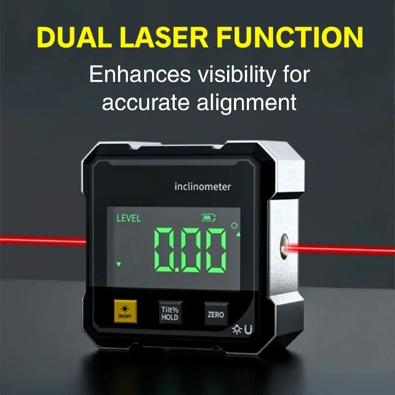 Digital Magnetic Angle Ruler & Inclinometer with Laser — Precision Protractor