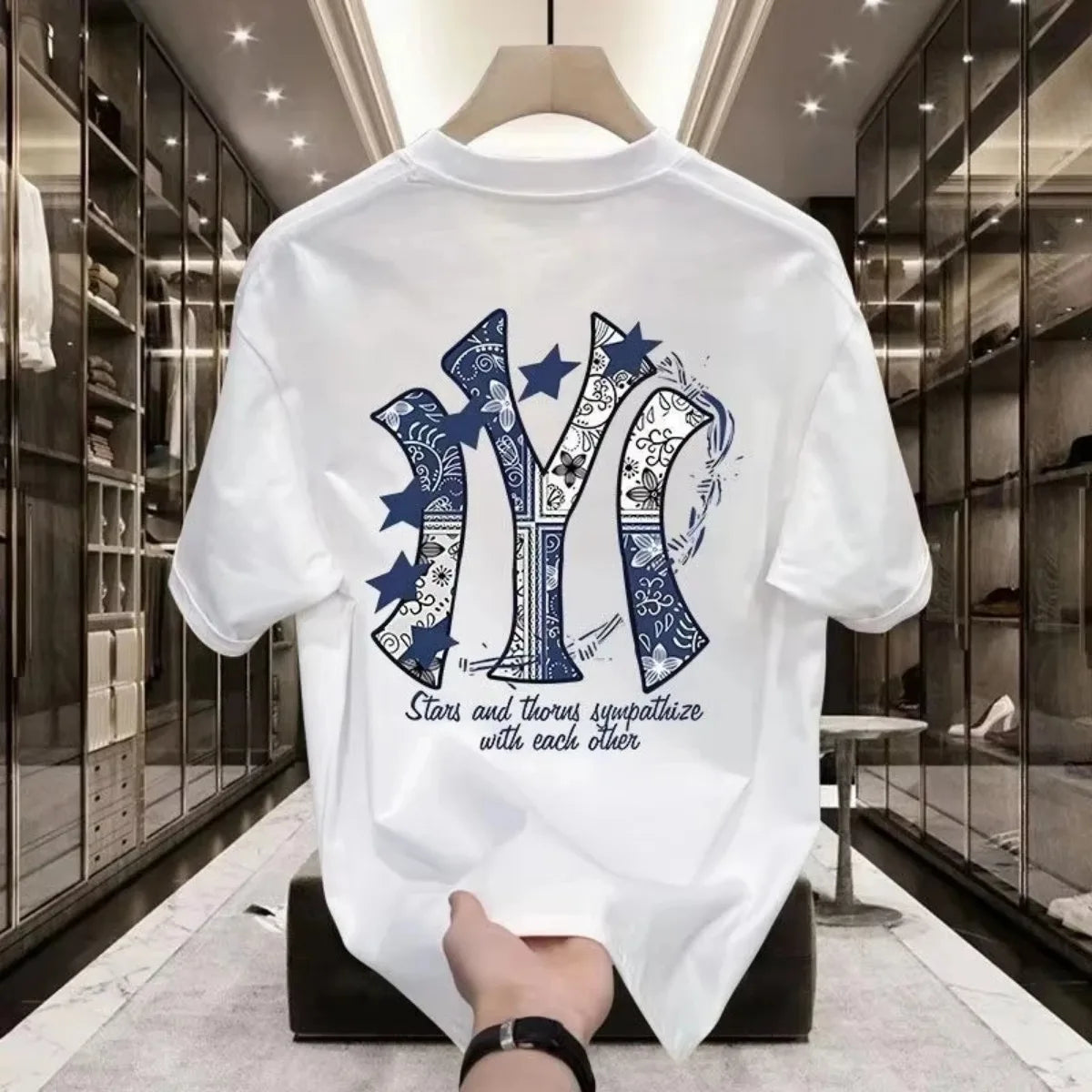 Men's Trendy Street Print T-Shirt — Loose Fit Cotton Short Sleeve Streetwear Tee