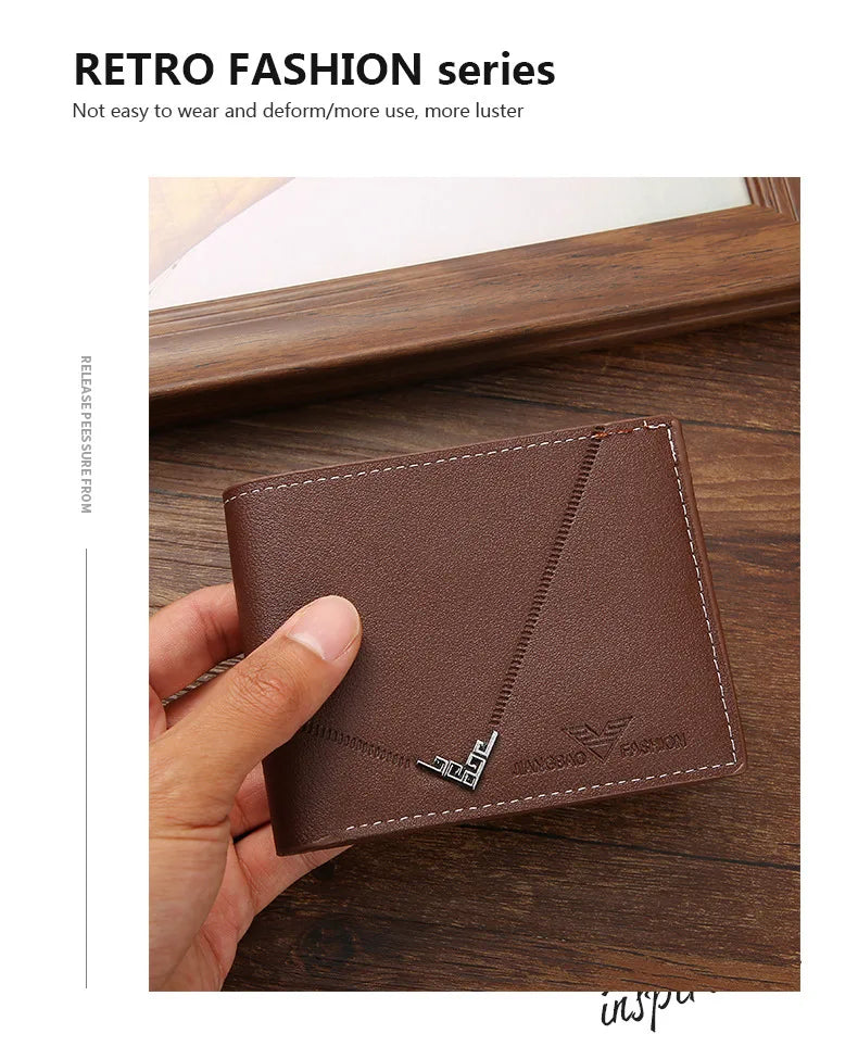 Men's Slim Money Clip Bifold Wallet – Leather Card Holder & Multi-Card Business Wallet