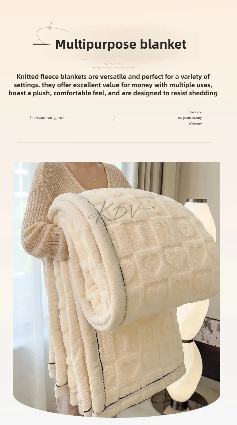 Heart Pattern Fleece Blanket – Cozy Throw & Bedding Sets