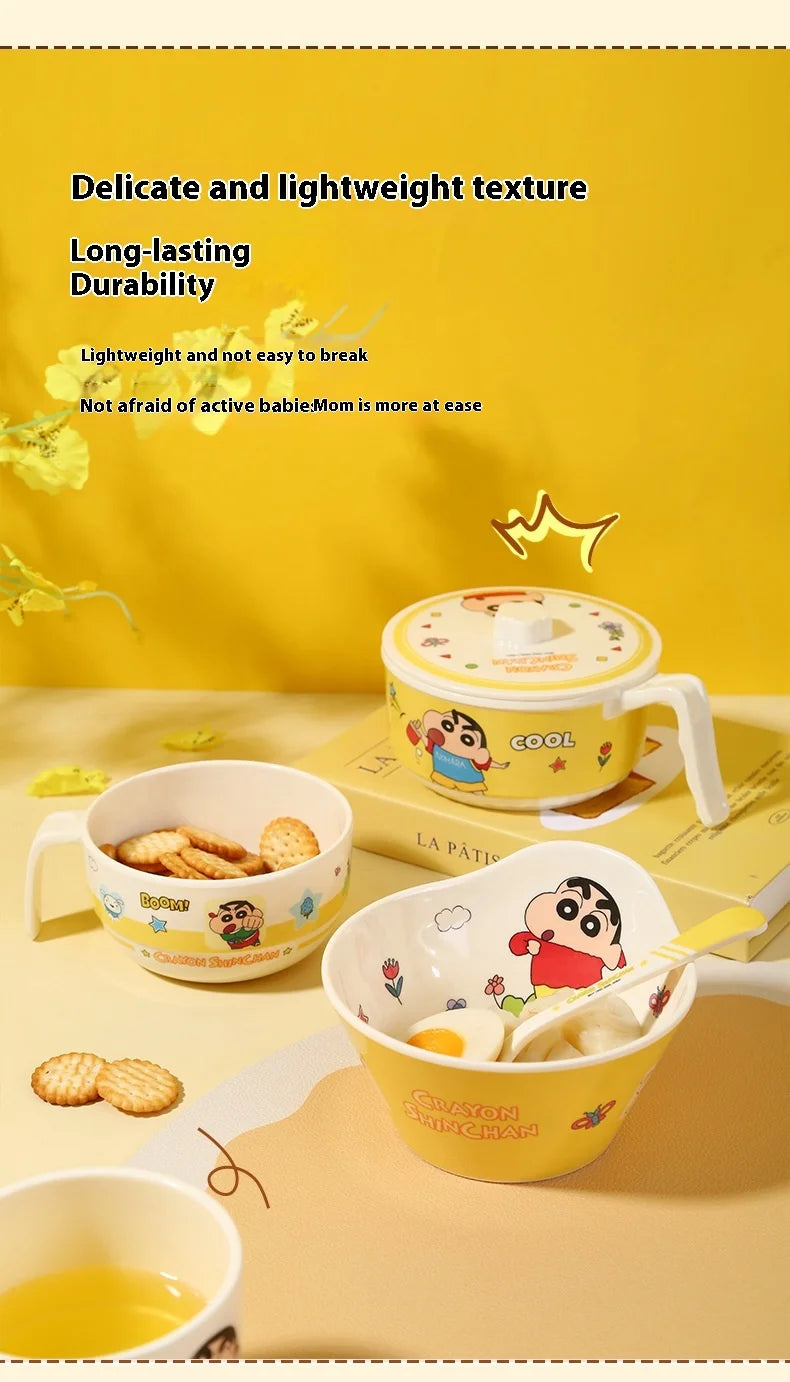 Crayon Cartoon Children's Bowl Set — Soup Bowl & Divided Plate