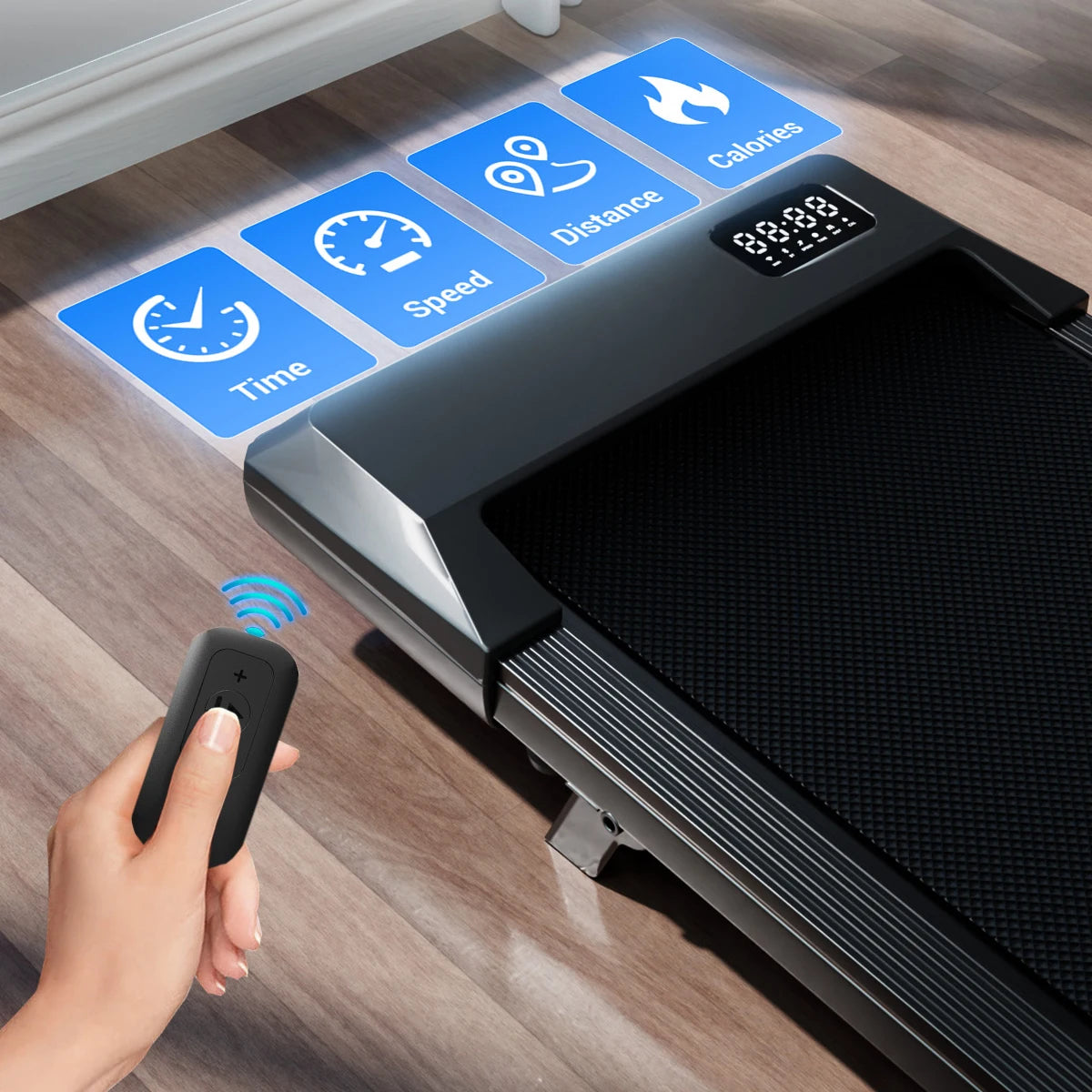 Under Desk Treadmill Walking Pad — 2.5HP, 300 lb Capacity, Bluetooth App, LED Display