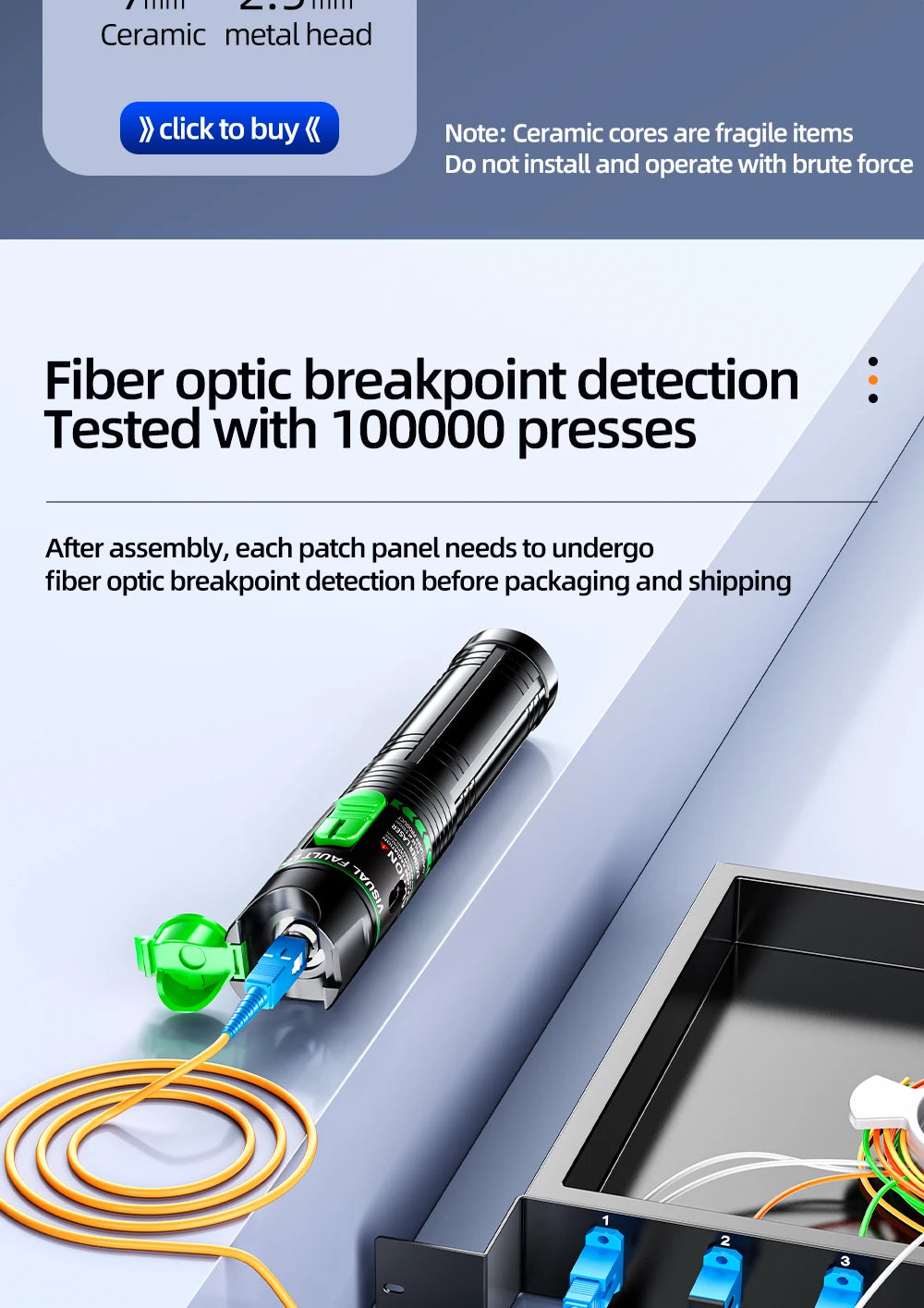 Rechargeable Green VFL Fiber Optic Tester – 15mW to 100mW Visual Fault Locator Pen