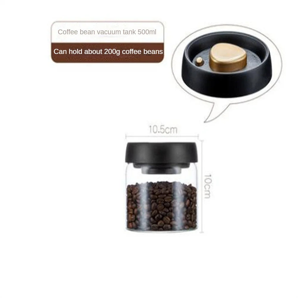 Glass Vacuum Sealed Storage Jar – Airtight Coffee Bean & Tea Canister, Moisture-Proof, 500ml–1800ml