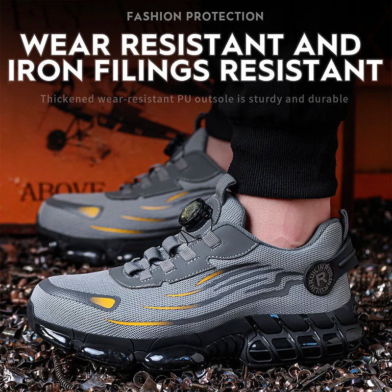 Men's Air Mesh Button-Closure Work Shoes
