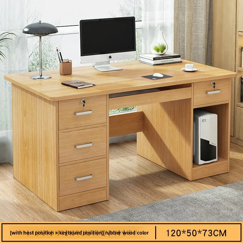 Modern Minimalist Writing & Computer Desk — Durable Wood Office Desk in Oak & Dark Walnut