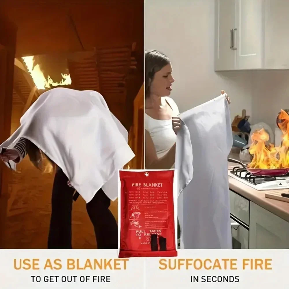 Fiberglass Fire Emergency Blanket – Flame Retardant Suppression Blanket for Home Safety & Survival