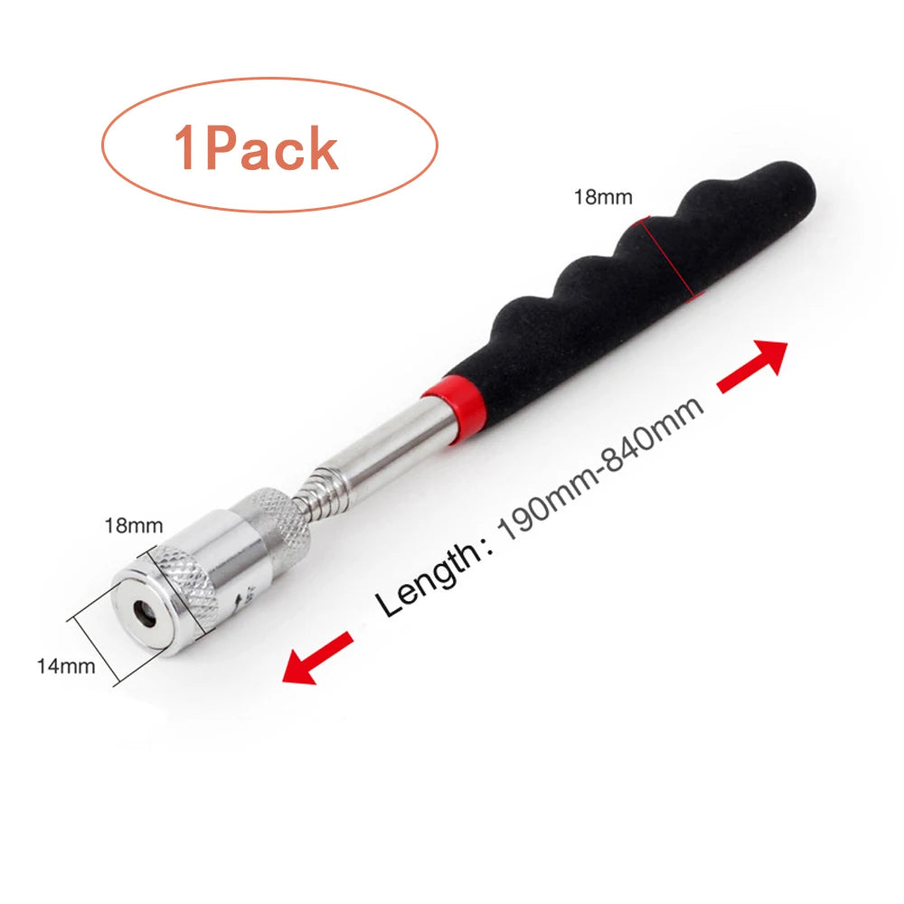 Telescopic Magnetic Pickup Tool – 8LB Capacity, Extendable to 31", LED Light for Screws, Nuts & Bolts
