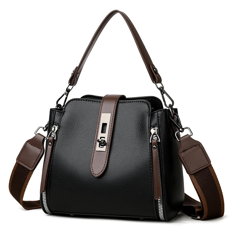 Luxury PU Leather Casual Tote Shoulder Bag – Designer Crossbody Handbag for Women