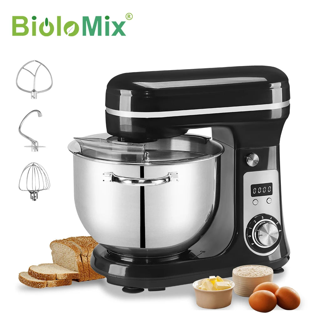 6L 1200W Stand Mixer — Quiet DC Motor, 6-Speed, Dough Kneader & Egg Whisk