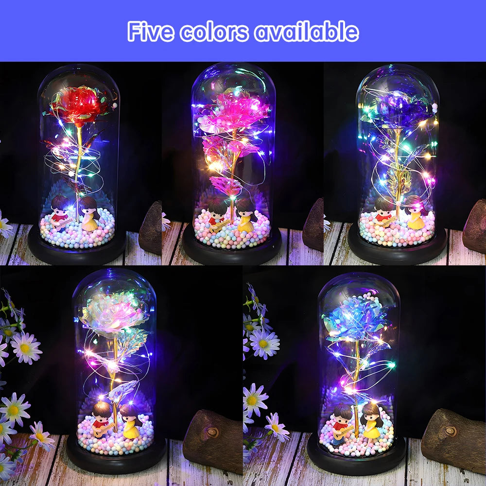 Light-Up Forever Rose in Acrylic Dome — Mom Gift