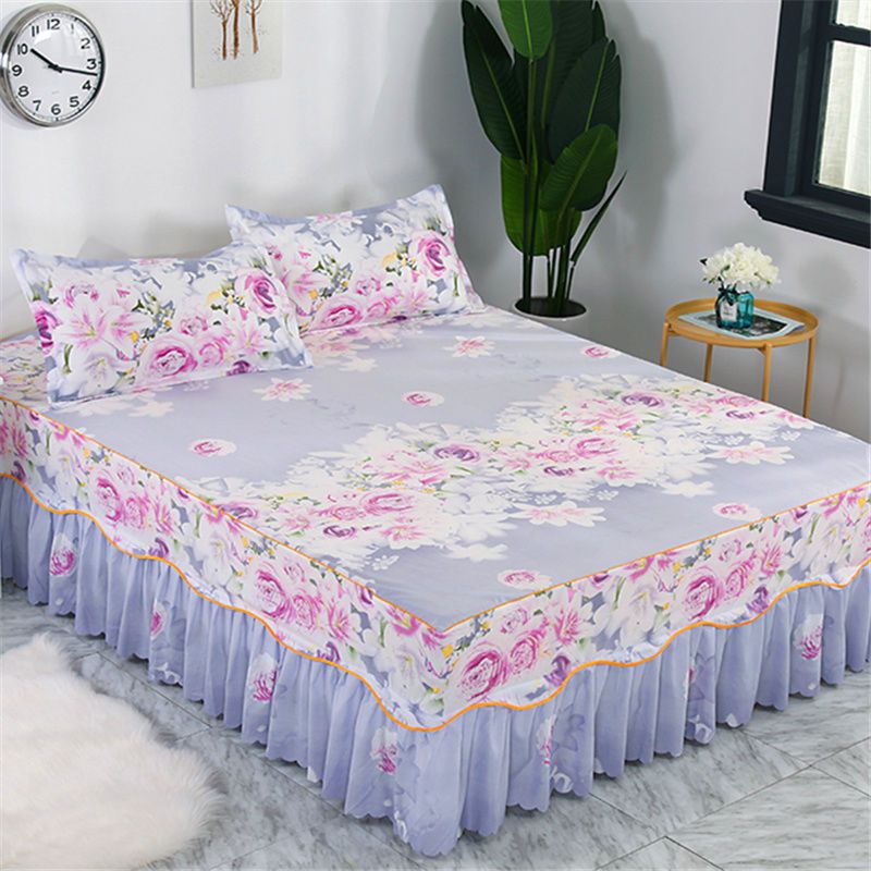 Cotton Quilted Bed Skirt – Double-Thickened Non-Slip Breathable Mattress Cover