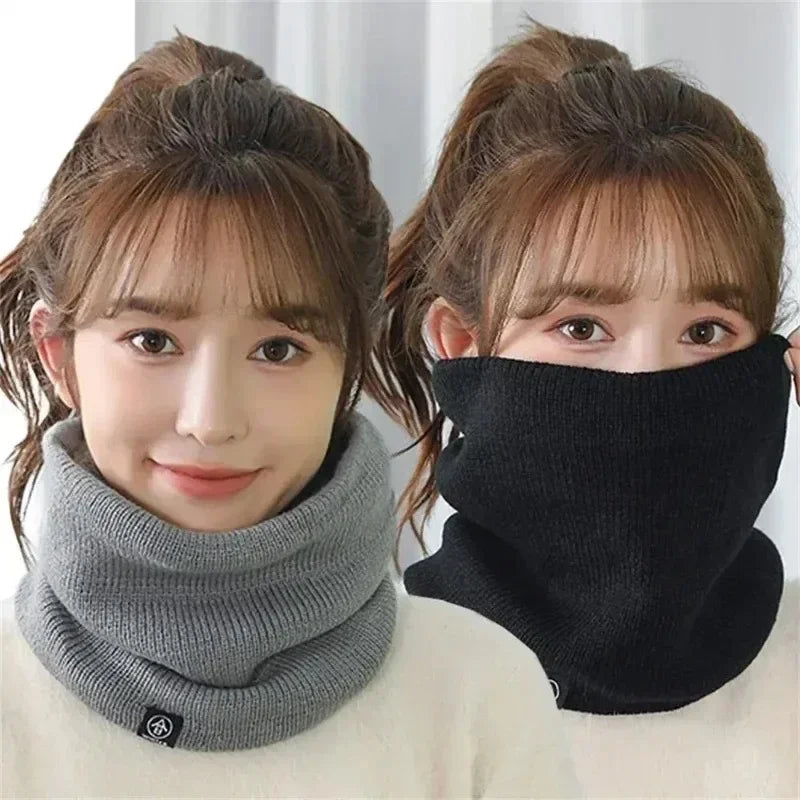 Knitted Winter Neck Warmer Scarf — Thick Fleece-Lined Unisex Face Cover