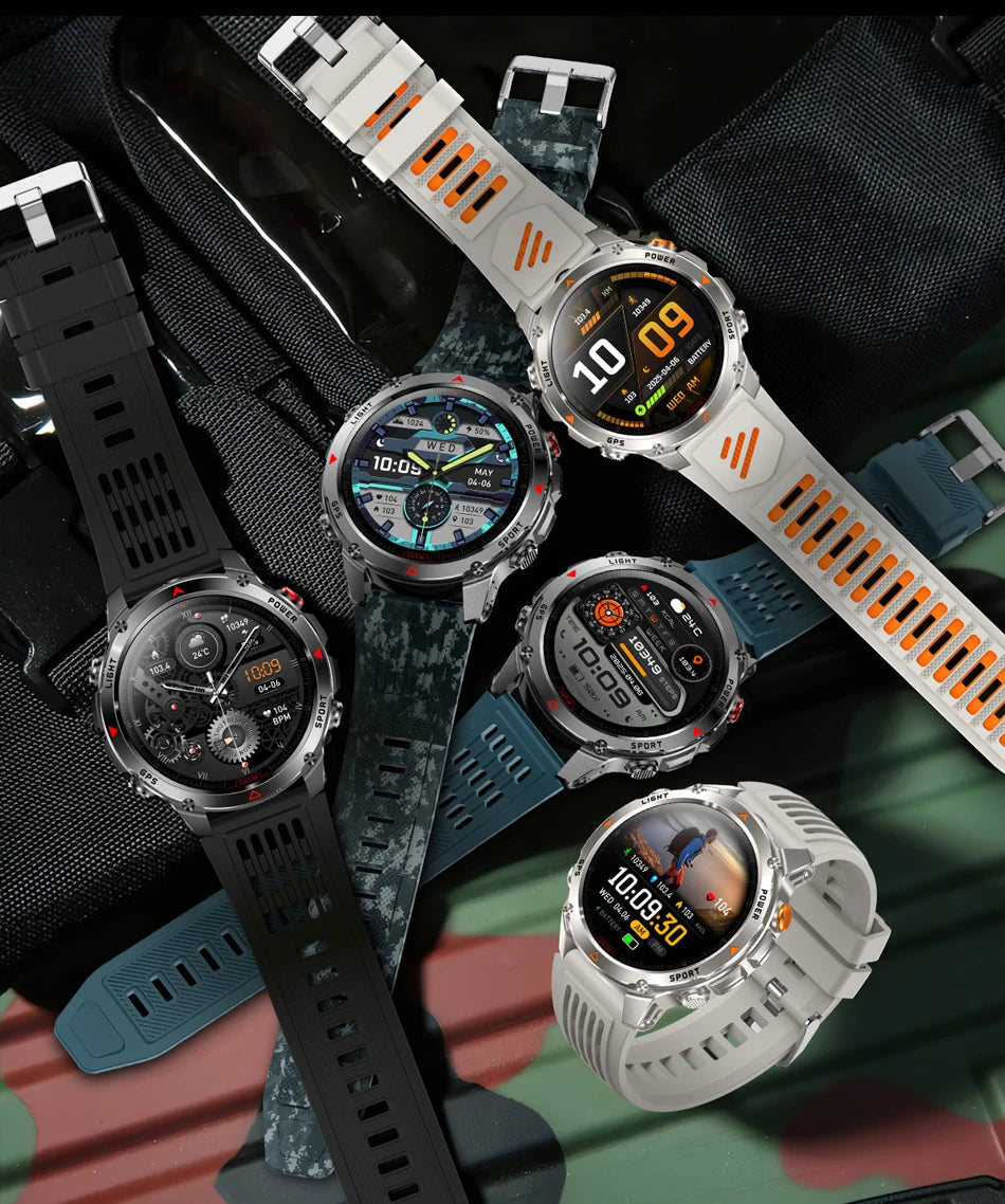 T-Rex3 Pro GPS Military Smartwatch – 1100mAh, 5ATM Waterproof, Sports Run Tracker & Compass