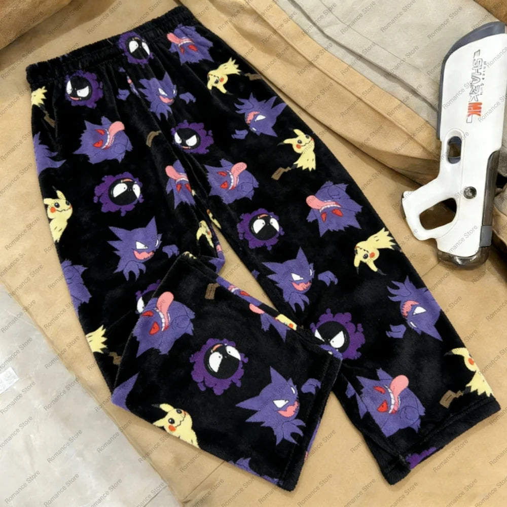 Adult Pikachu Full Print Flannel Pajama Pants | Family Matching Autumn Winter Comfy Homewear