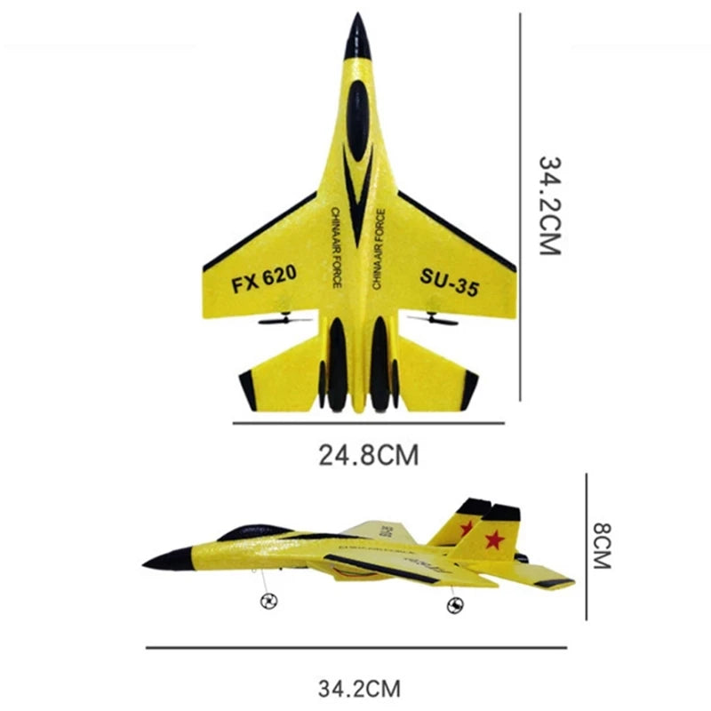 SU35 RC Glider Airplane – 2.4G Remote Control Fighter Plane with LED Lights for Kids