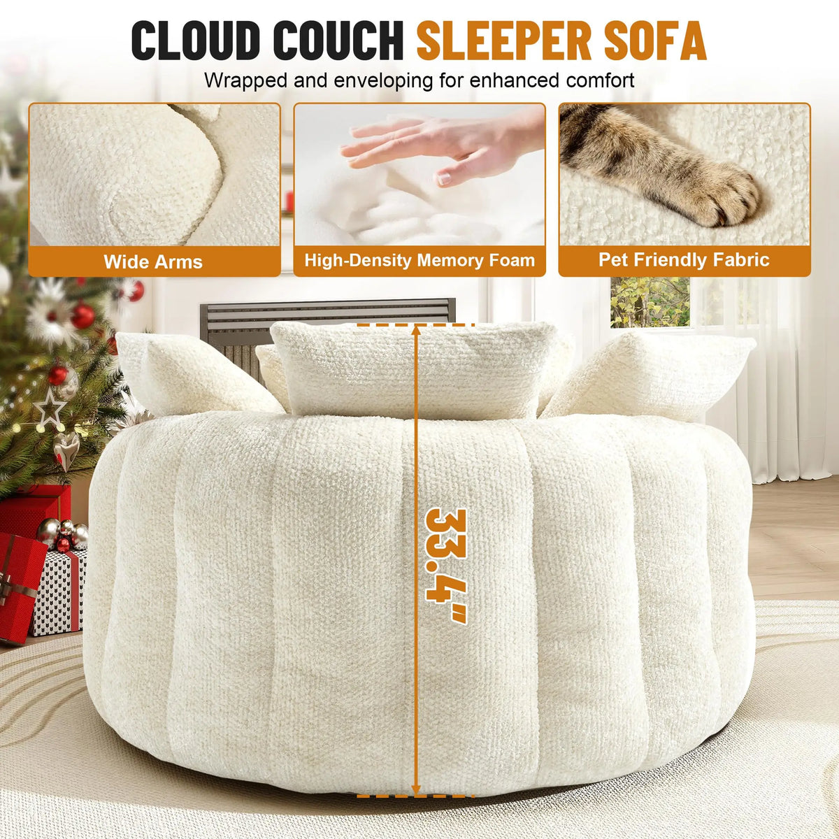 54.3-Inch Round Boneless Chaise Lounge