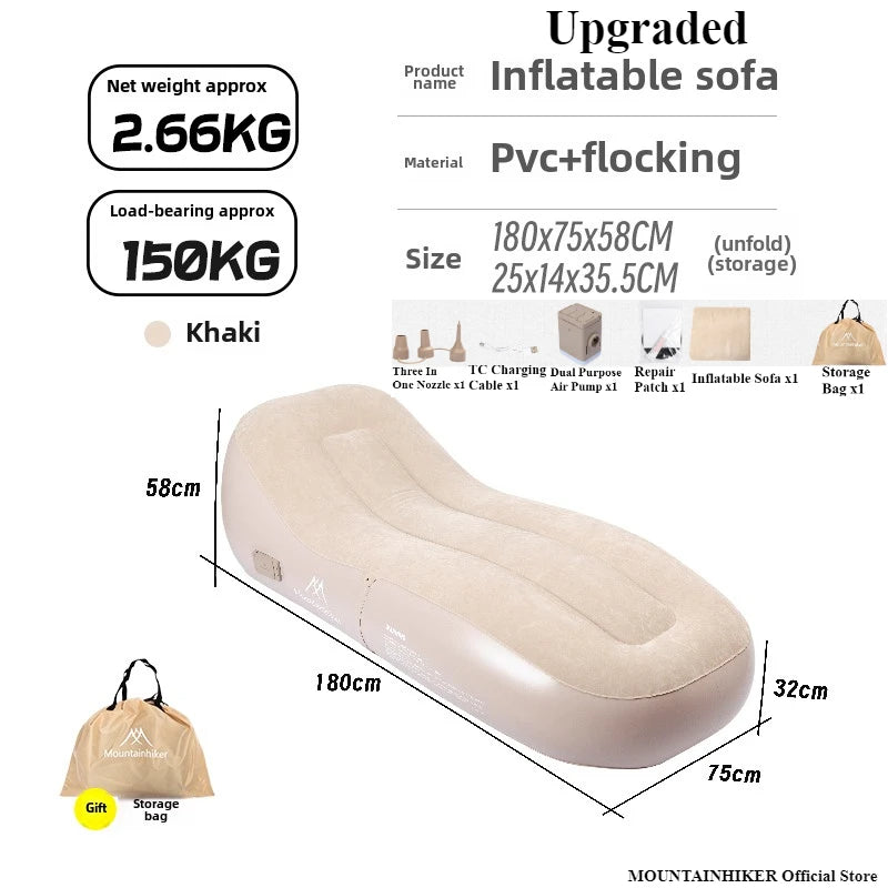 Inflatable Outdoor Air Sofa Bed – Automatic Self-Inflating Camping Sleeping Mat, 180x75x58CM
