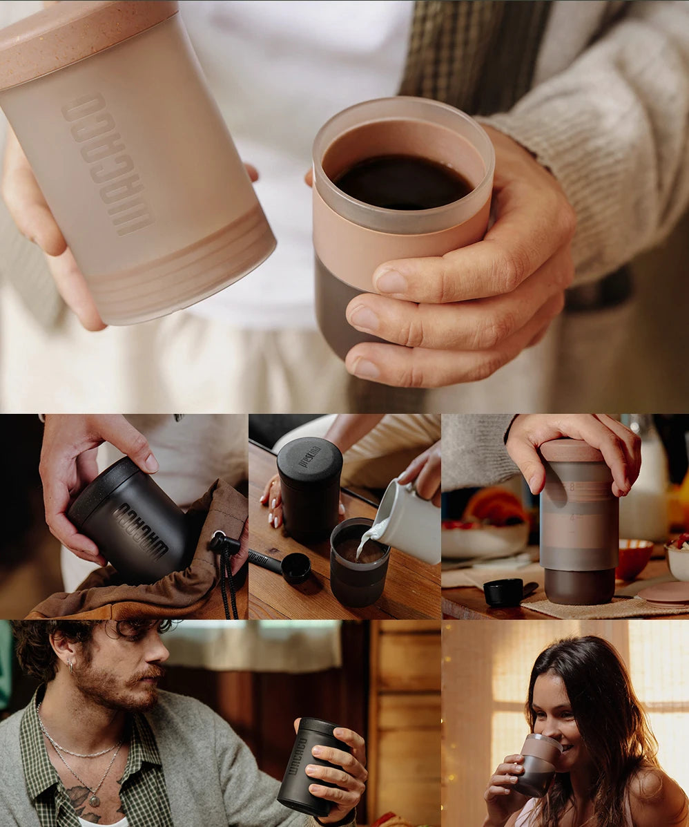 Coffee Anywhere, Anytime — WACACO Prestina All-in-1 Portable French Press | Foldable Manual Brewer for Camping, Hiking & Travel