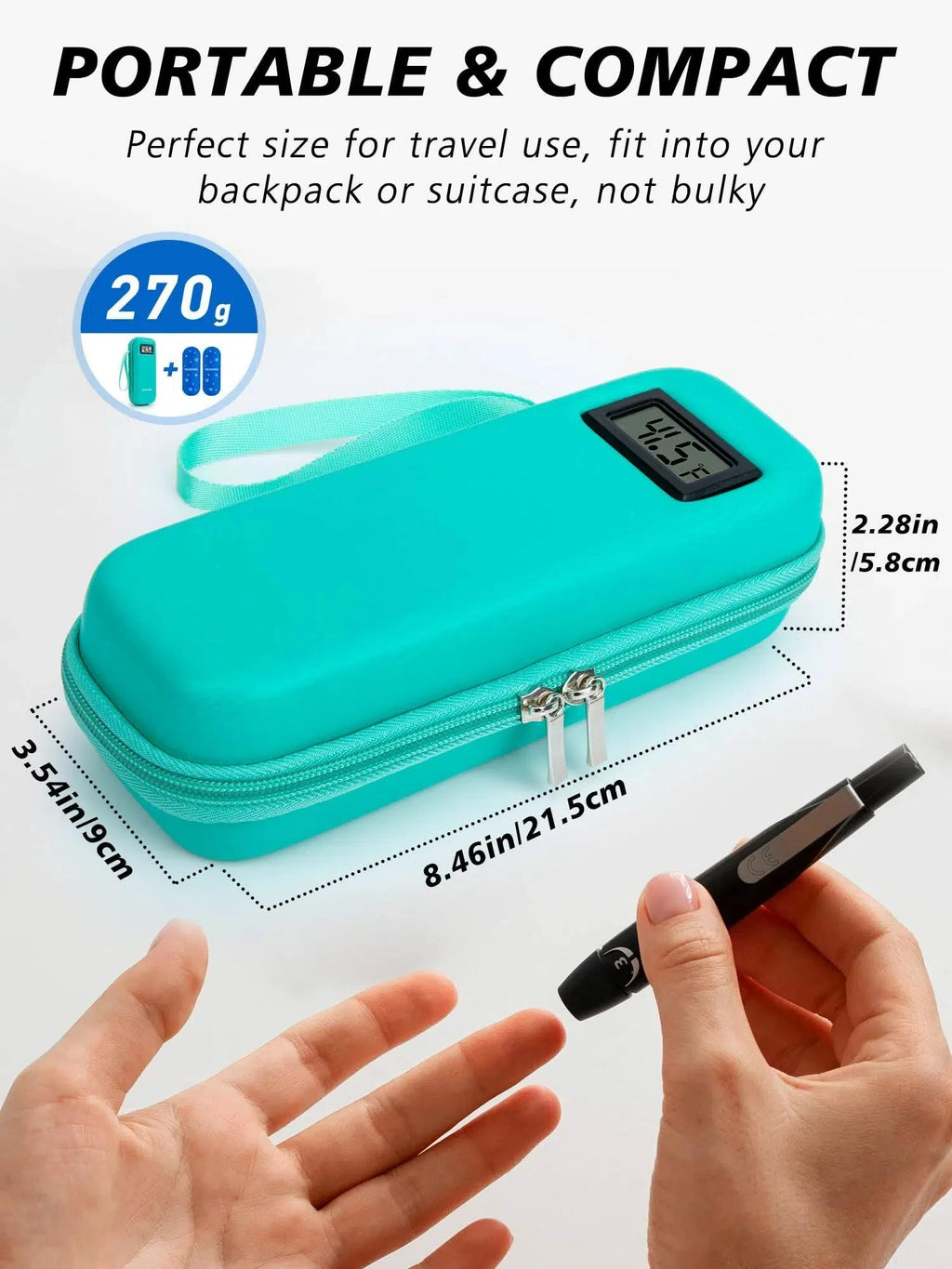 Insulin Cooler Travel Case with Temperature Display – Refrigerated Medicine Cooling Bag with Ice Pack & Diabetic Organizer