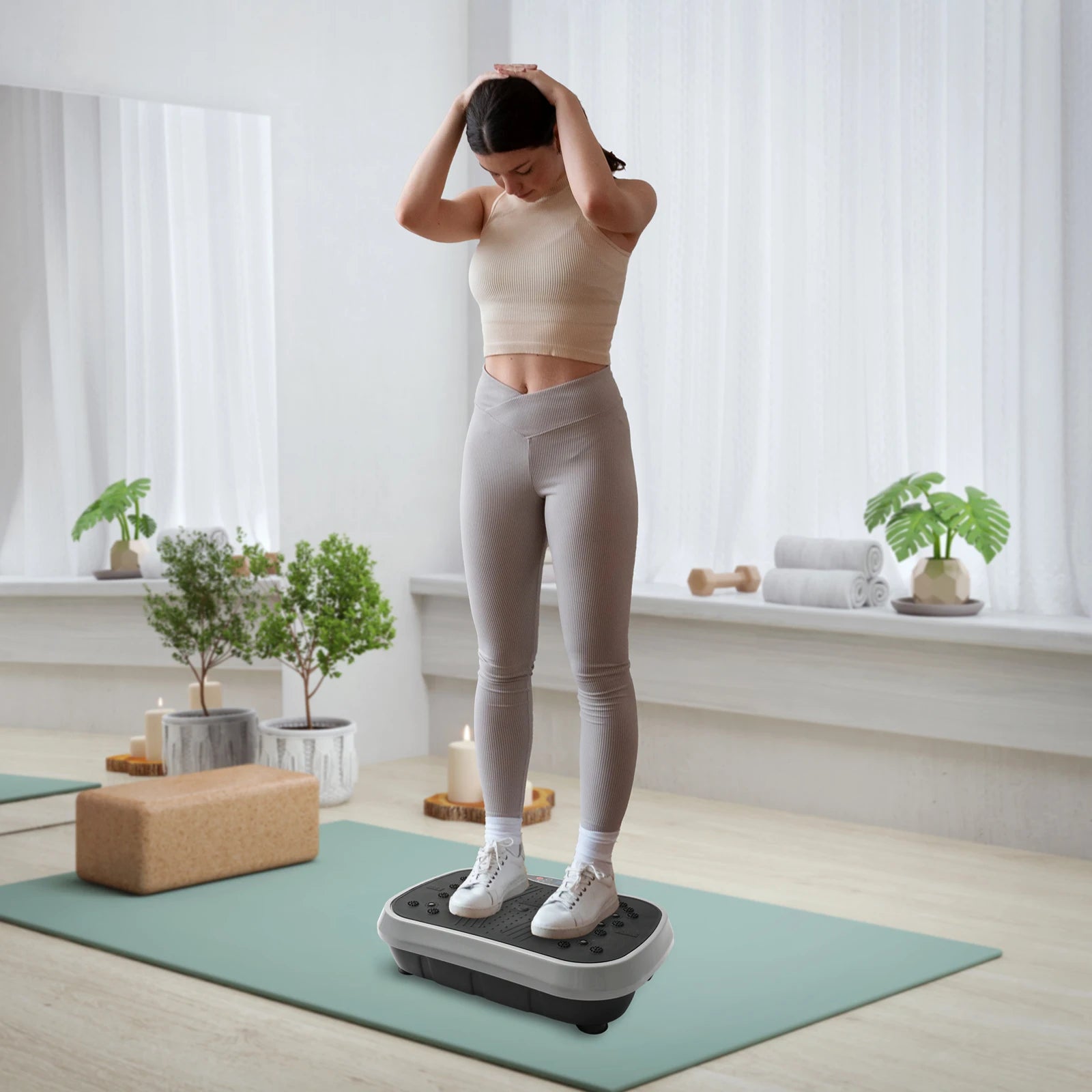 Vibration Plate Exercise Machine — 200W Full-Body Platform with 99 Speed Levels, Resistance Bands & Remote