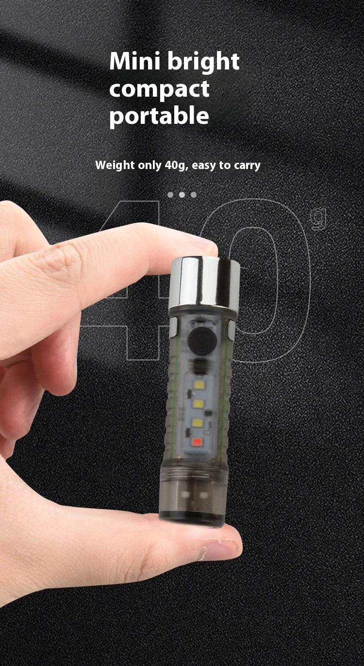 800 Lumen EDC Pocket Flashlight – 6 Modes, Magnetic Tail, USB Rechargeable for Camping & Hiking