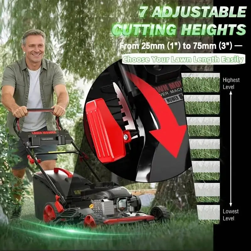 201cc 21-Inch Gas Lawn Mower | 3-in-1 Bagging, Side Discharge & Mulching, 7-Position Height, Hand Push or Self-Propelled