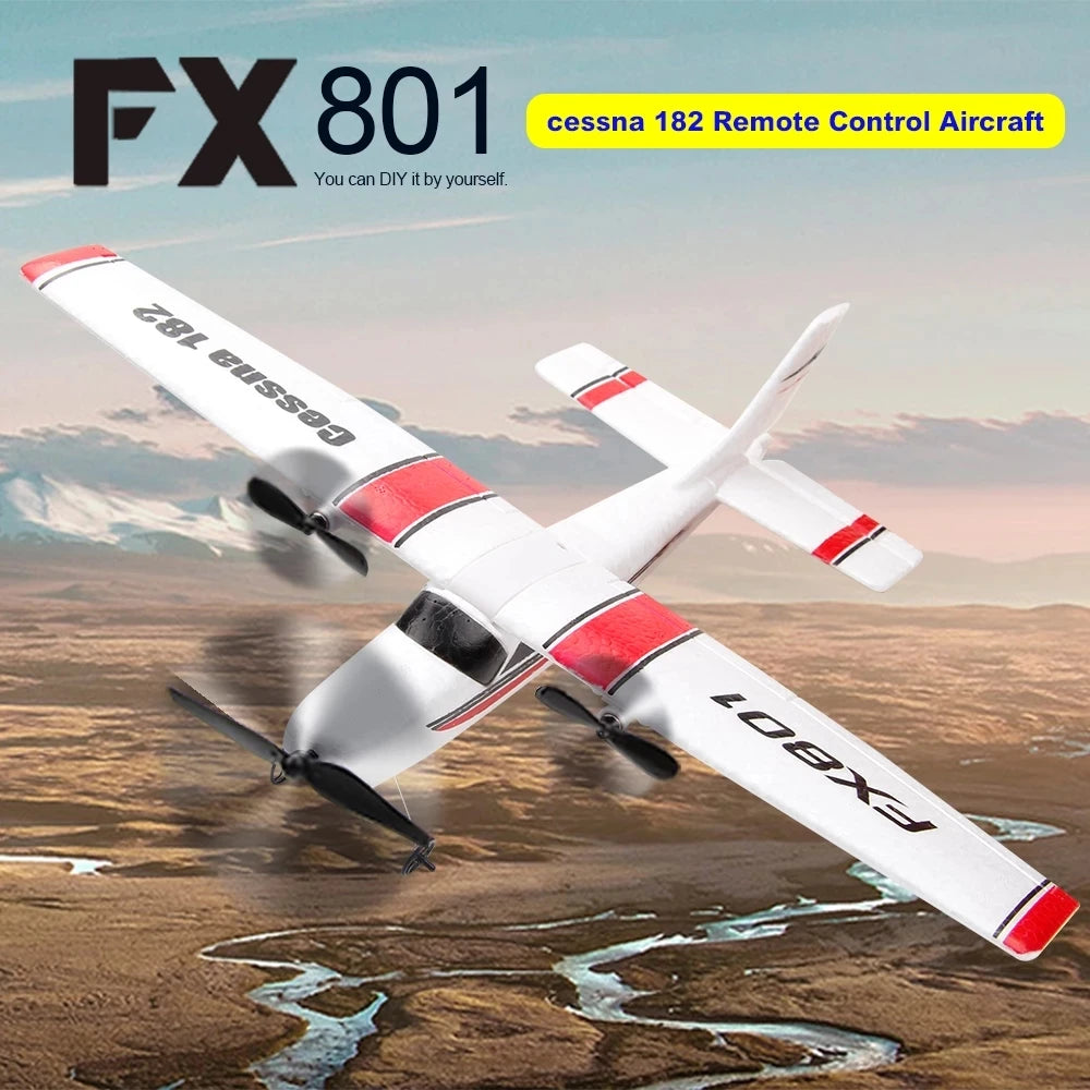 FX801 Cessna 182 Style EPP Foam RC Plane – 2.4G 2CH RTF Fixed Wing Glider for Kids & Beginners