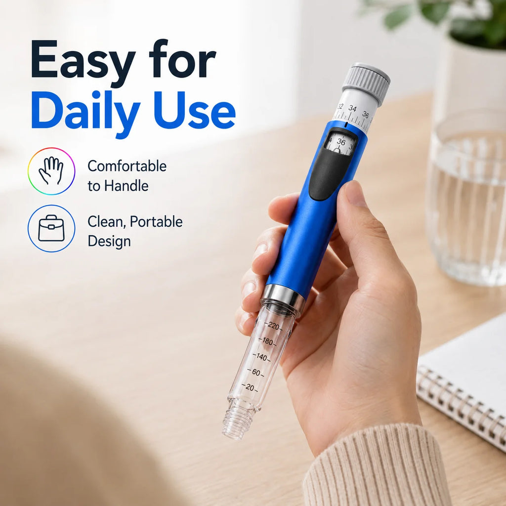 Reusable Insulin Injection Pen – Metal V2 Adjustable 60IU Dose Control with Clear Scale