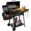 Large 824 Sq. In. Charcoal Grill with Offset Smoker | Tool Hooks, Bottom Shelf, Adjustable Charcoal Pan, Molded Wheels