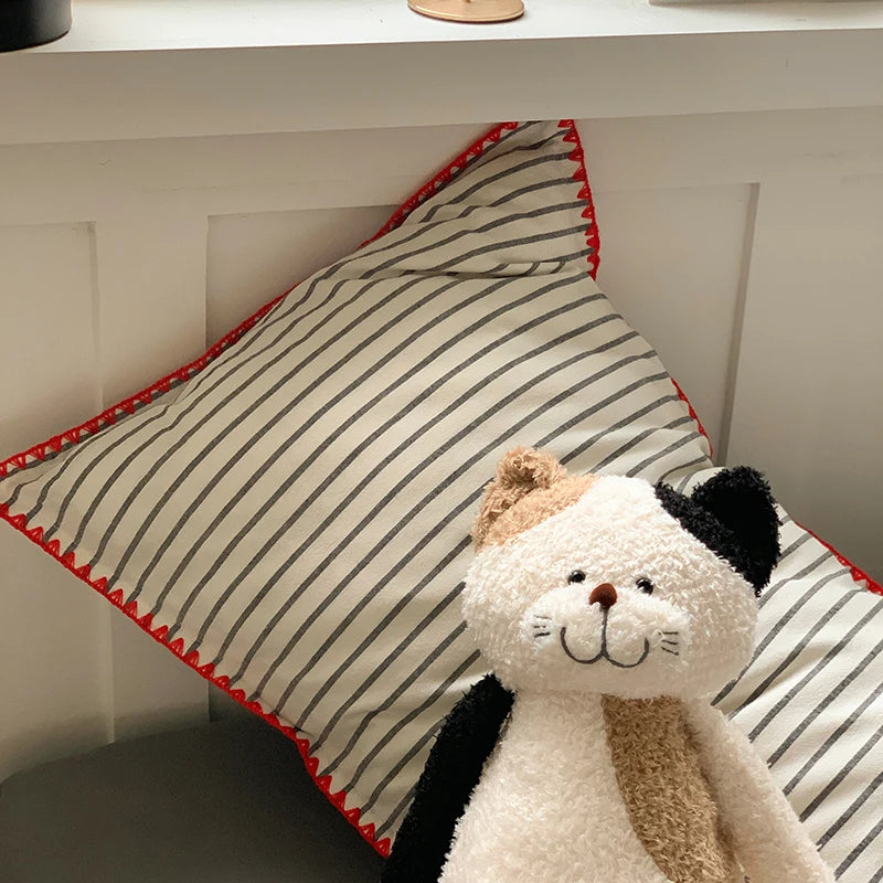 100% Cotton Stripe Duvet Cover Set – Washed 3-Piece Bedding with 2 Pillowcases, 6 Colors & 3 Sizes
