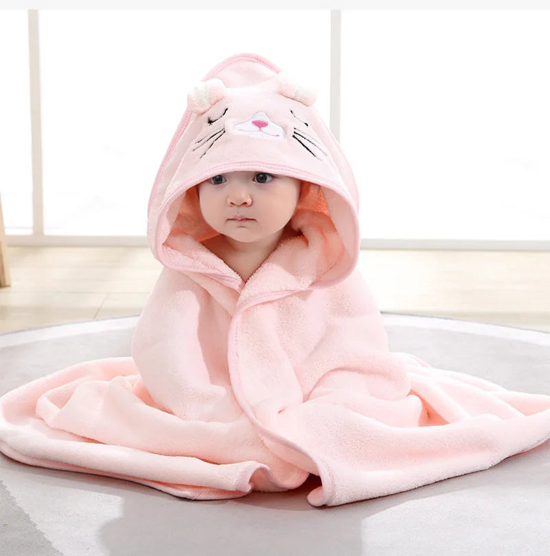 Cartoon Animal Hooded Baby Bath Towel – Soft Newborn Bathrobe & Swaddle Wrap for Boys & Girls