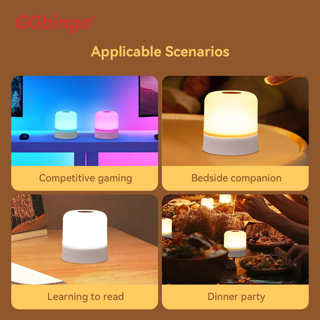 RGB Touch Night Light – Rechargeable Dimmable Table Lamp with Remote for Bedroom & Living Room