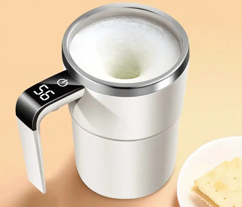 380ml Self-Stirring Electric Coffee Mug – IPX67 Waterproof, LCD Temp Display & USB-C Rechargeable Auto Mixing Cup
