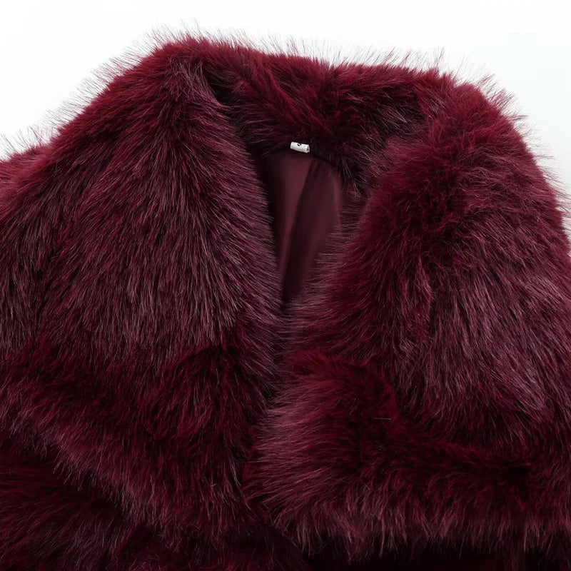 Women's Plush Faux Fur Crop Bomber Jacket – Thick High Street Winter Coat