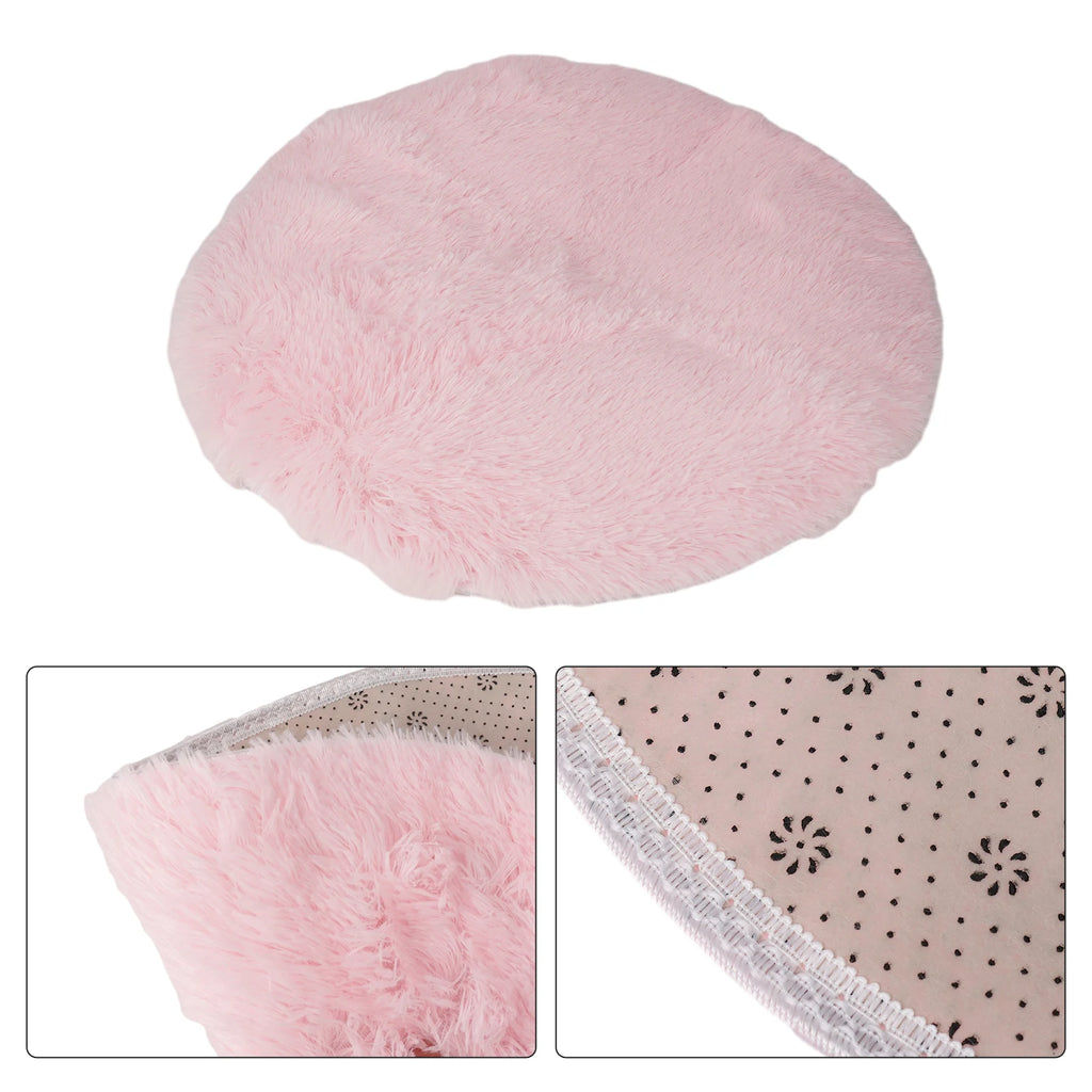 Super Soft Shaggy Area Rug – Anti-Slip 4cm Pile Round Rug for Living Room & Bedroom, 12 Colors & 3 Sizes