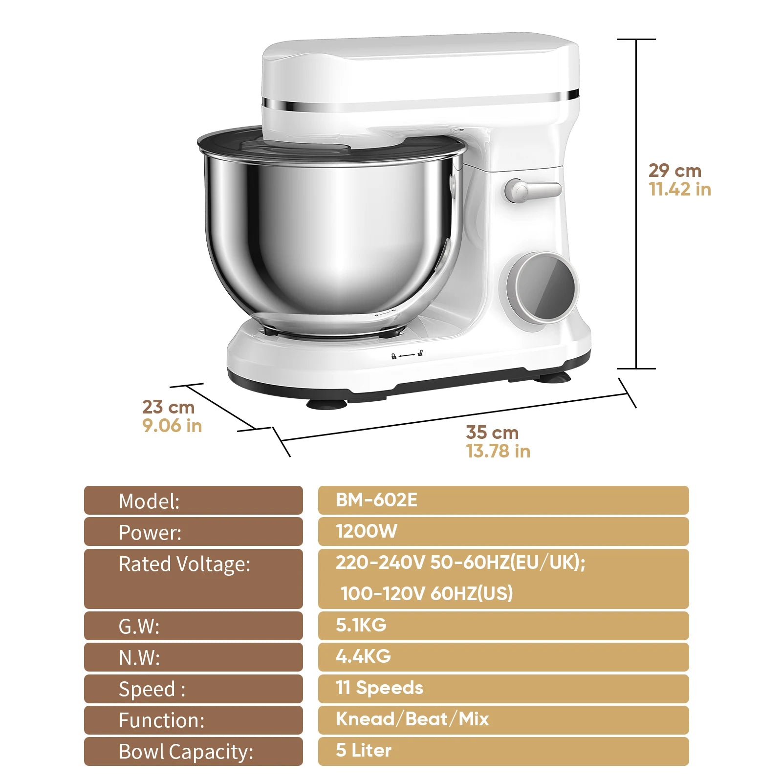 BioloMix 1200W Kitchen Stand Mixer – 11-Speed DC Motor, OLED Display, Dough Hook & Whisk Included
