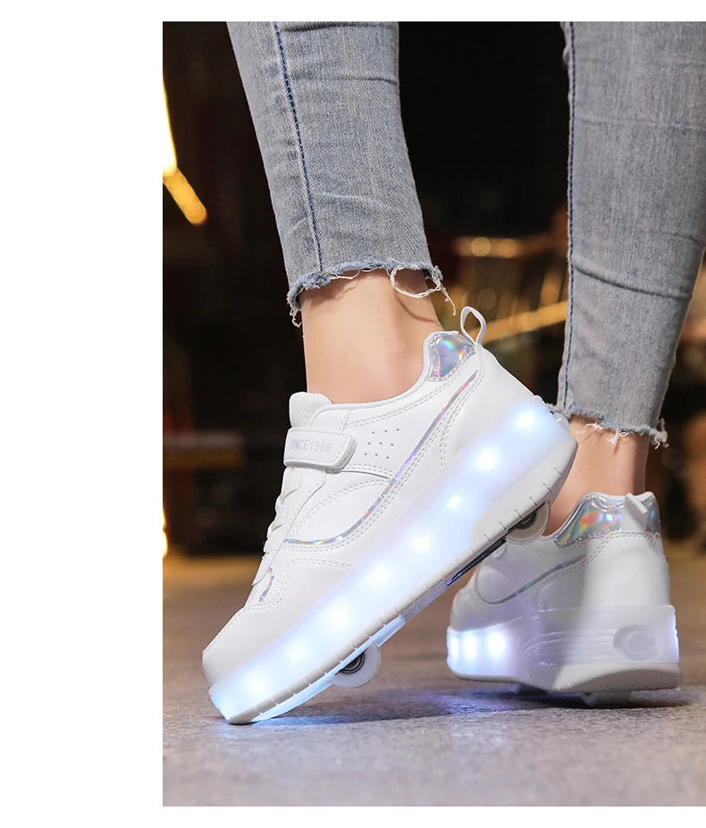 Children's LED Light Roller Skates – Multi-Functional Detachable Wheel Shoes, Size 29-41 for Students