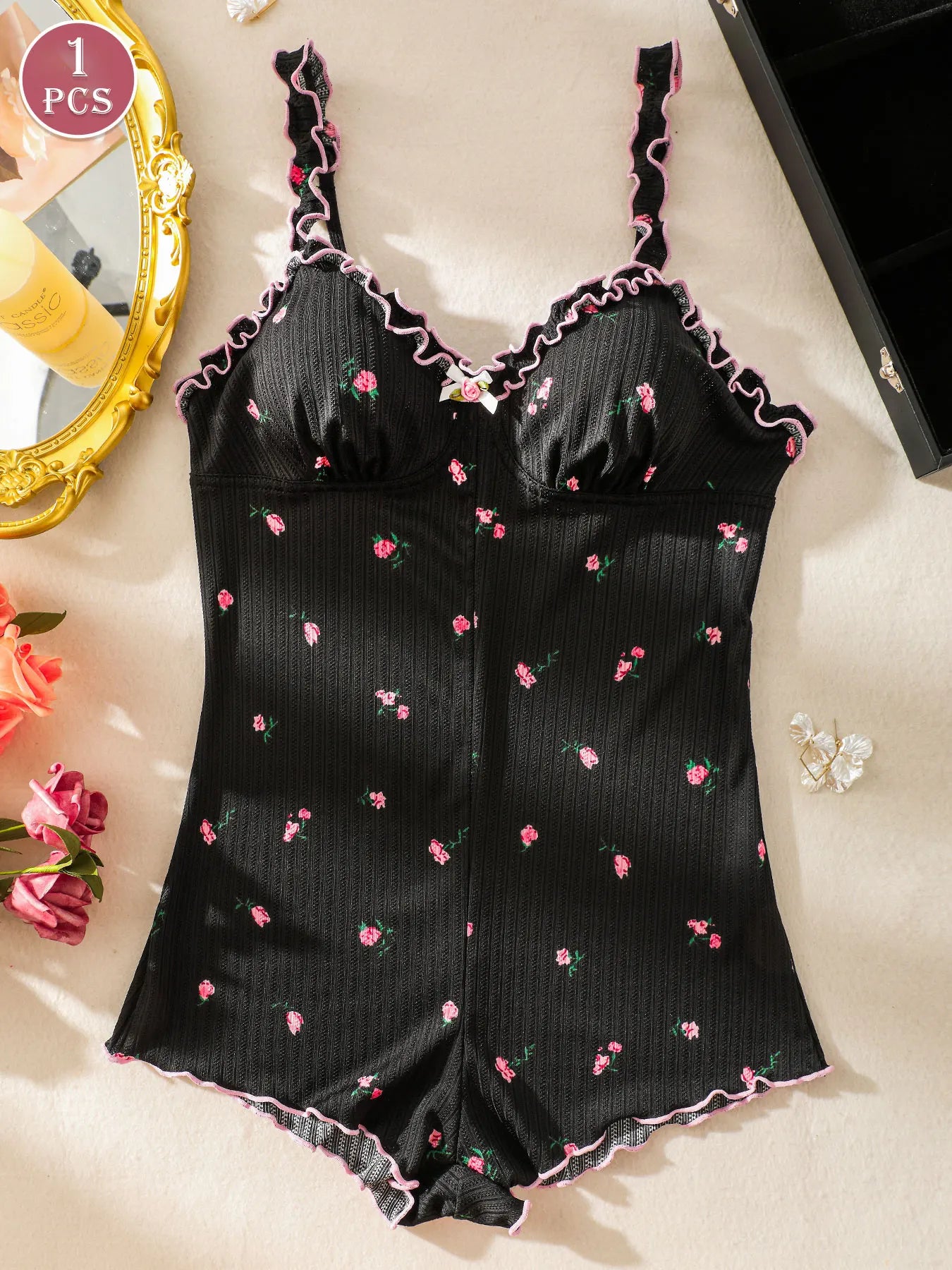 Women's Sleeveless One-Piece Pajama Jumpsuit | Casual Loungewear Sleepwear