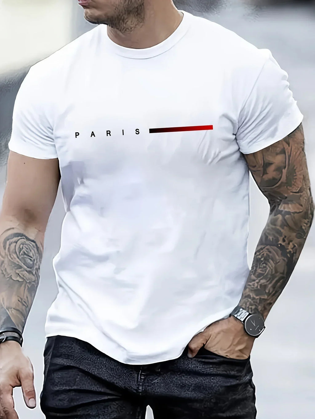 Men's 100% Cotton PARIS Print T-Shirt — Graphic City Tee