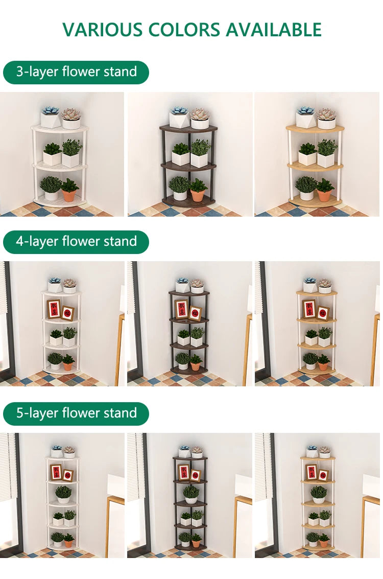 Metal Corner Wall Shelf — 3/4/5/6 Tier Plant Rack, Bookshelf & Living Room Storage