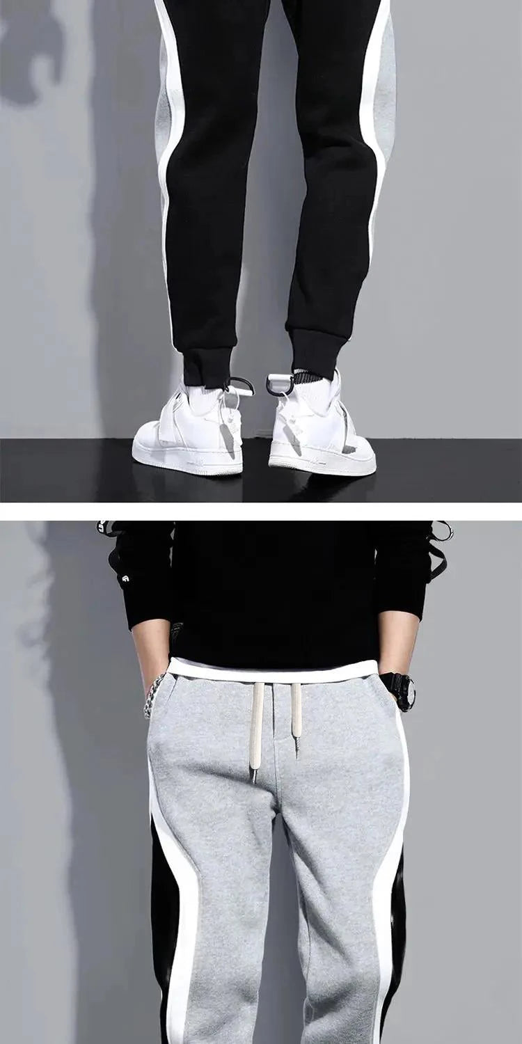 Men's Wide Leg Patchwork Nine-Point Pants — Cropped Streetwear Trousers