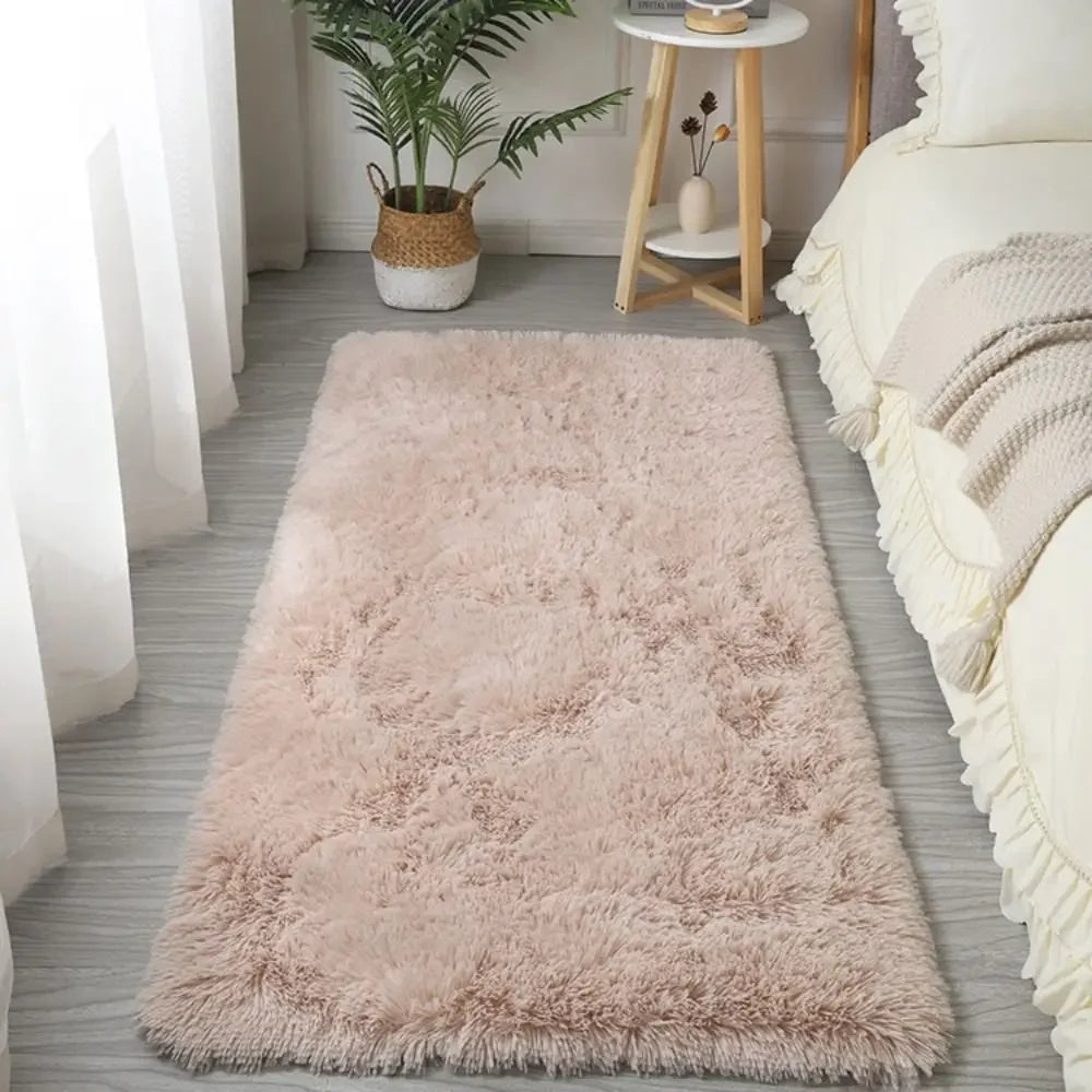 VIKAMA Minimalist Shaggy Silk-Touch Rug – Non-Slip Dirt-Resistant Carpet for Living Room, Bedroom & Study