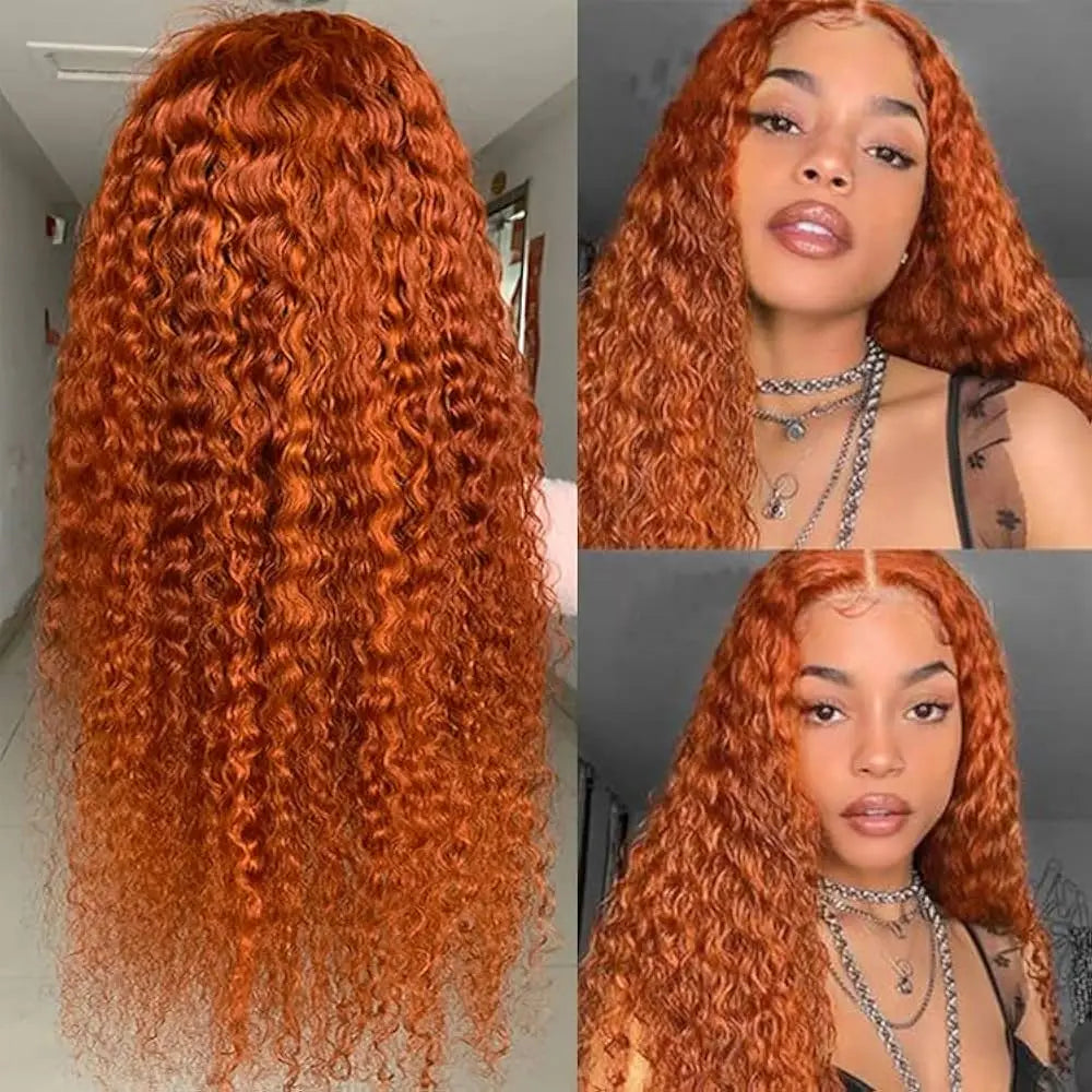 Ginger Orange Deep Wave Lace Front Wig | 30–36 Inch 13x4 13x6 4x4 HD Lace Colored Human Hair Pre-Plucked