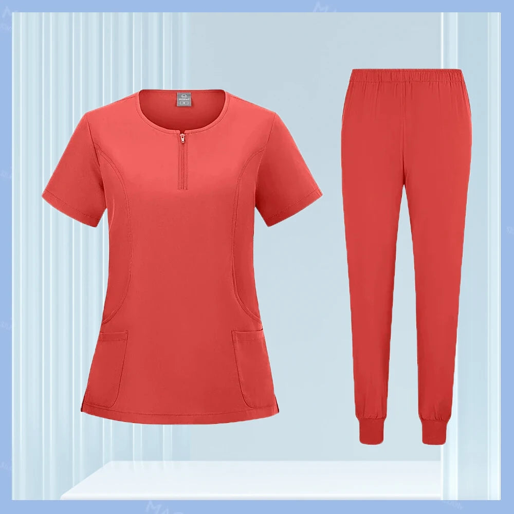 Medical Scrubs Set for Women & Men – Short Sleeve Stretch Scrub Uniform