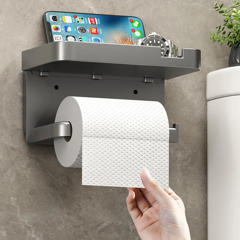 Wall-Mounted Toilet Paper & Storage Rack — Multi-Use Bathroom & Kitchen Organizer