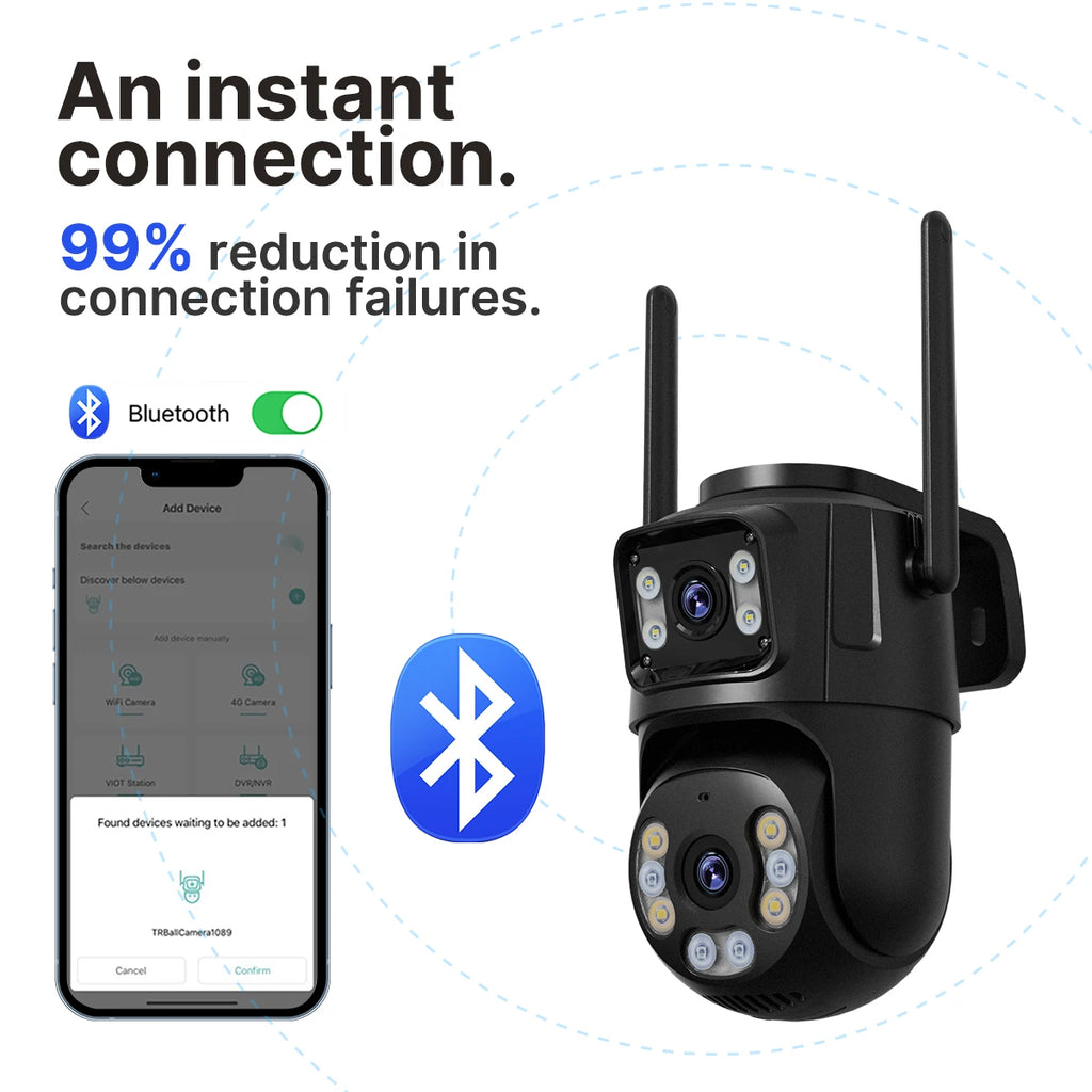 8MP Dual Lens WiFi PTZ Outdoor Security Camera – AI Auto Tracking, Color Night Vision, 2-Way Audio