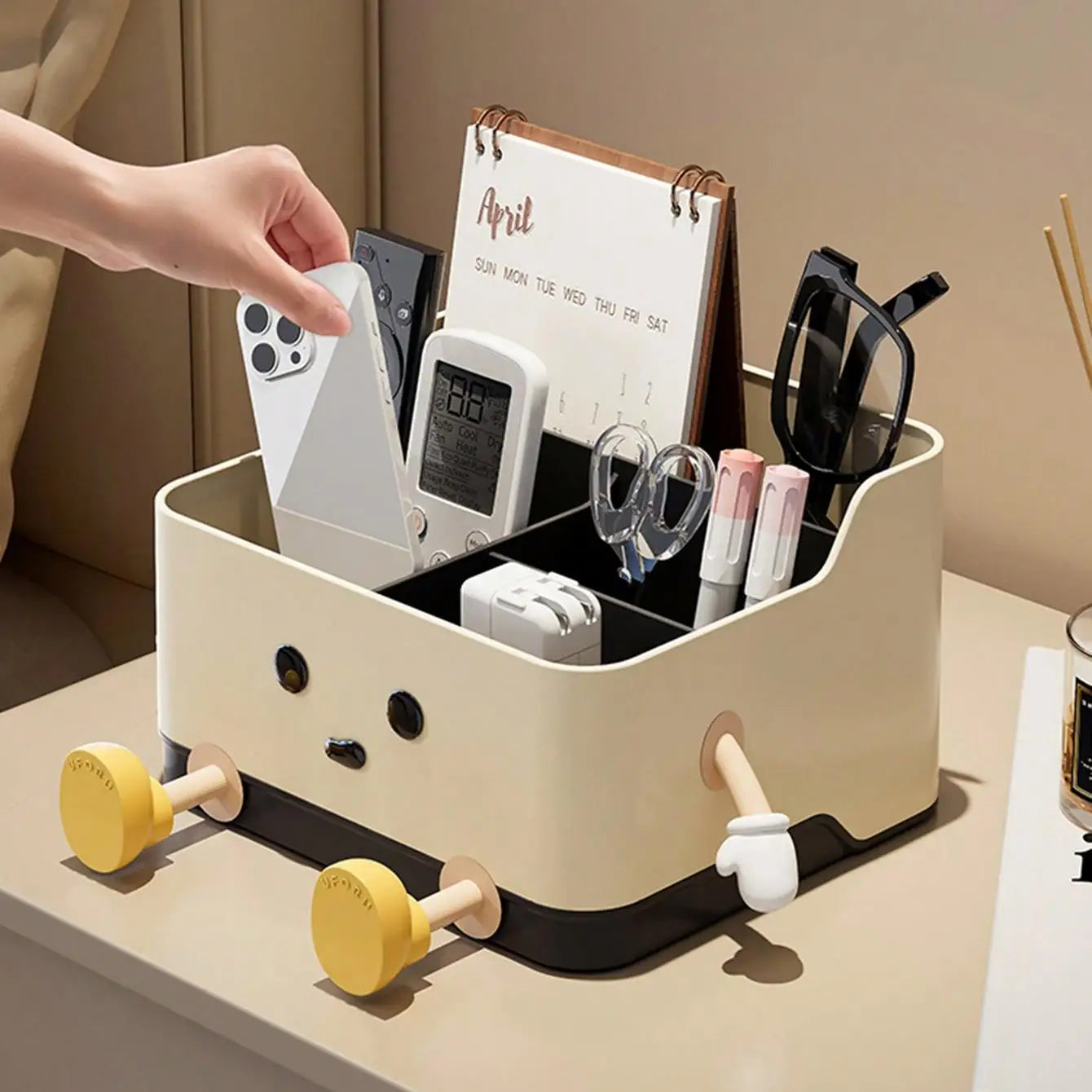 Multifunctional Desktop Cosmetic Storage & Display Box — Countertop Organizer with Sticker