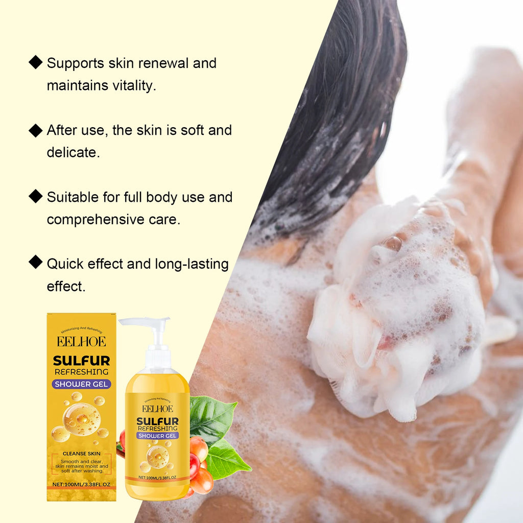 EELHOE Sulfur Shampoo & Shower Gel Set – Dandruff Removal, Oil Control & Deep Cleansing, 100ml + 227g